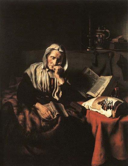 Nicolaes maes Old Woman Dozing